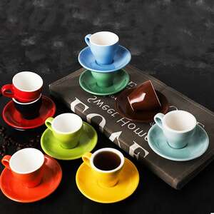 Cheap 100cc Professional Espresso Mug And Saucer Sets Cappuccino Italian  Black Coffee Cup Cafe Office Demitasse Beker Tasse Taza - AliExpress